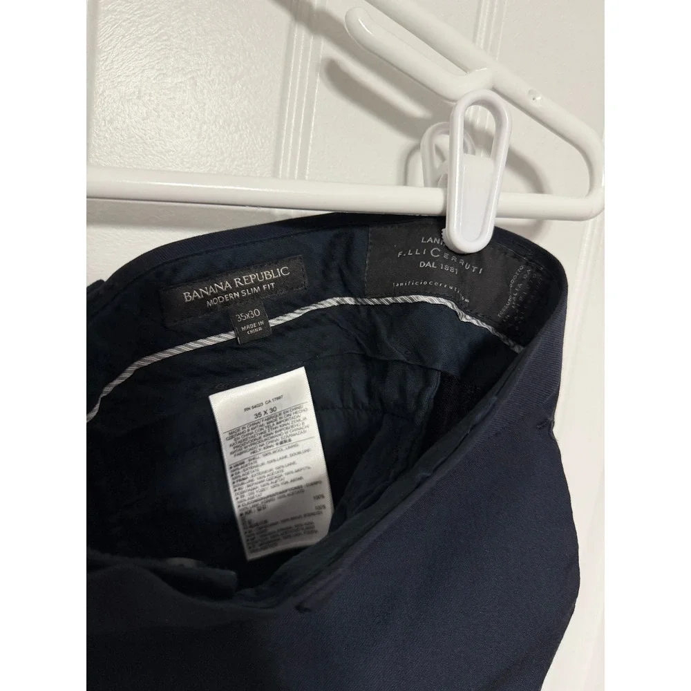 Banana Republic Dress Pants Mens 35x30 Modern Slim Fit Wool Navy Blue EUC